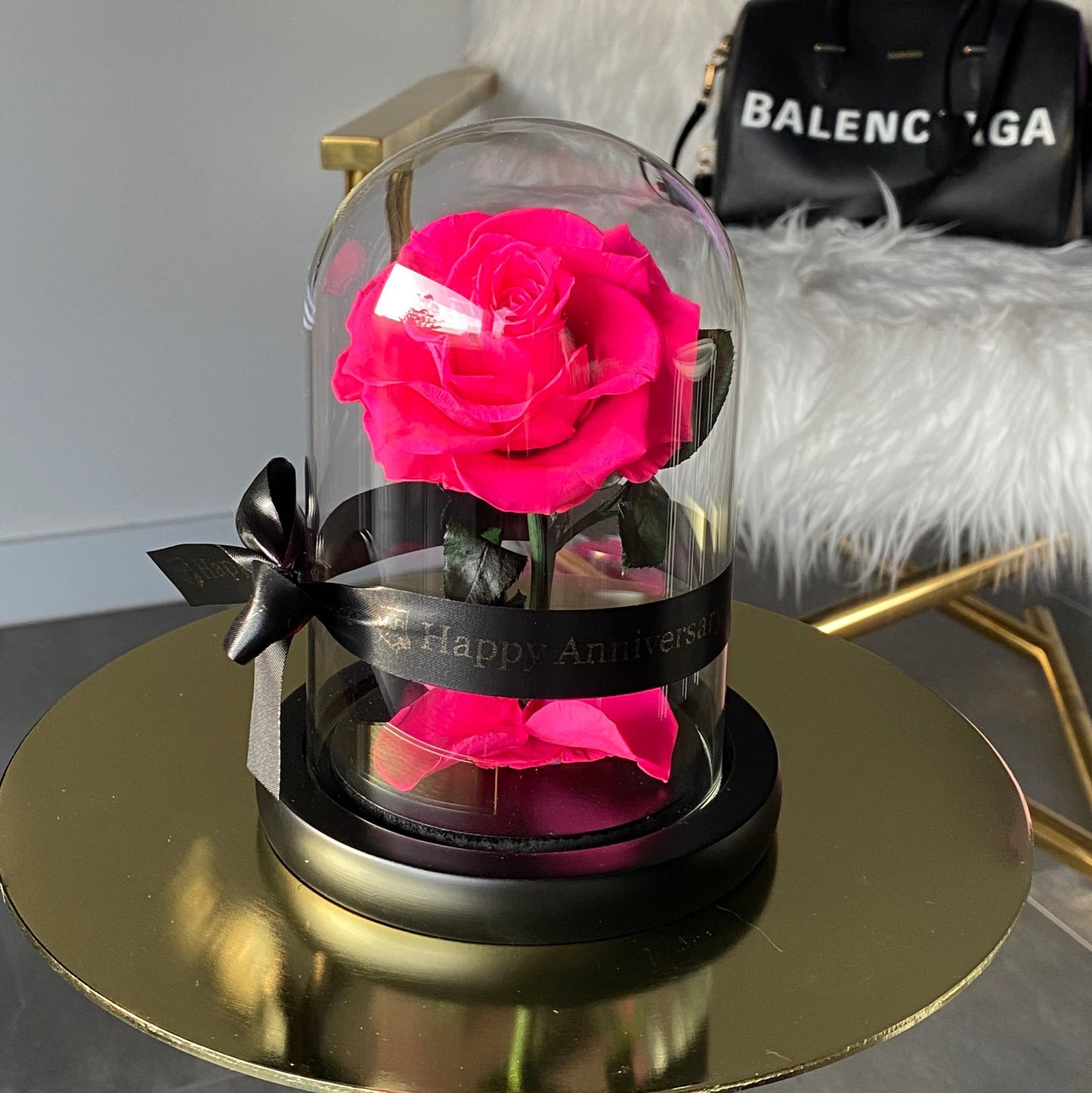 Hot Pink Mini Rose Dome - My Lasting Bouquet